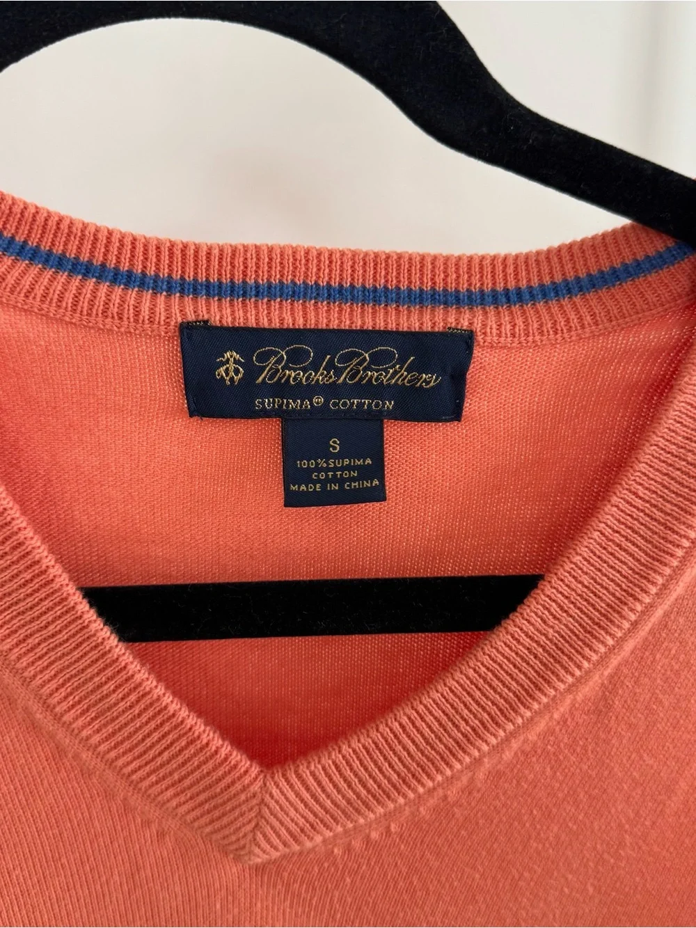 Brooks Brothers Coral V-Neck Pullover Sweater